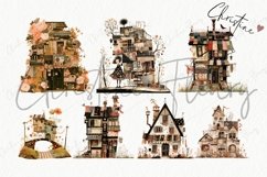 Patchwork Vintage Houses Clipart | Whimsical PNG Product Image 4