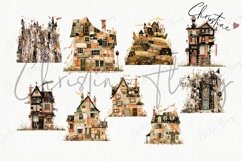 Patchwork Vintage Houses Clipart | Whimsical PNG Product Image 5