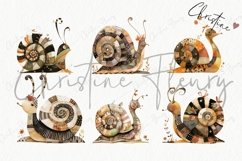 Patchwork Snails Clipart | Vintage PNG Product Image 5