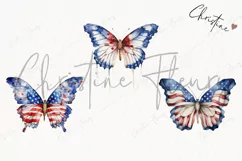 Watercolor Patriotic Butterflies Clipart | Watercolor USA Product Image 3