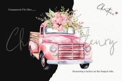 Pink Floral Vintage Truck Clipart | Spring PNG Product Image 3