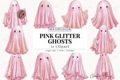 Pink Glitter Ghosts Clipart Bundle Product Image 1