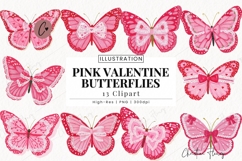 Pink Valentine Butterfly Clipart Bundle Product Image 1
