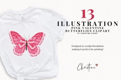 Pink Valentine Butterfly Clipart Bundle Product Image 2