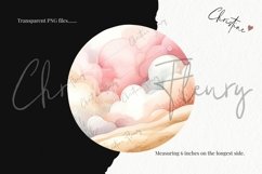 Pink Watercolor Landscape Clipart | Summer PNG Product Image 3