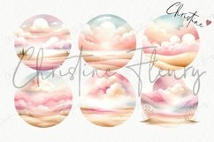Pink Watercolor Landscape Clipart | Summer PNG Product Image 5