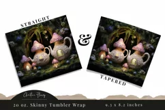 3D Embroidered Fairy Teapot Tumbler Wrap PNG Product Image 3