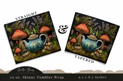 3D Embroidered Mushroom Teapot Tumbler Wrap PNG Product Image 3