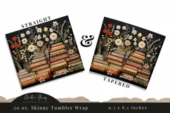 3D Embroidered Books and Wildflowers Tumbler Wrap PNG Product Image 3