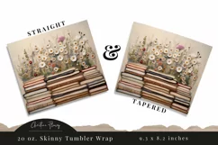 3D Embroidered Books and Wildflowers Tumbler Wrap PNG Product Image 3