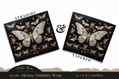 3D Embroidered Gold Moths Tumbler Wrap PNG Product Image 3