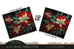 3D Embroidered Poinsettias Tumbler Wrap PNG Product Image 3