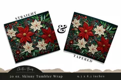 3D Embroidered Poinsettias Tumbler Wrap PNG Product Image 3