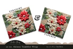 3D Embroidered Christmas Flowers Tumbler Wrap PNG Product Image 3
