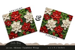 3D Embroidered Christmas Flowers Tumbler Wrap PNG Product Image 3
