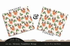 Inflated Reindeer Christmas Tumbler Wrap PNG Product Image 3