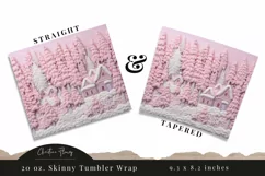 3D Embroidered Pink Winter Tumbler Wrap PNG Product Image 3