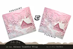 3D Embroidered Pink Winter Tumbler Wrap PNG Product Image 3