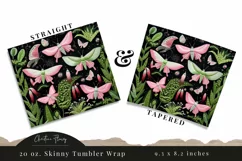 3D Embroidered Pink and Green Butterfly Tumbler Wrap PNG Product Image 3