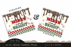 3D Inflated Merry and Bright Tumbler Wrap PNG Product Image 3