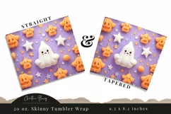 Kawaii 3D Ghost Pumpkin Tumbler Wrap PNG Product Image 3