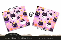 Kawaii Halloween Kitty Tumbler Wrap PNG Product Image 3