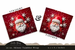 3D Christmas Santa Clause Tumbler Wrap PNG Product Image 3