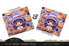 Kawaii 3D Purple Witch Tumbler Wrap PNG Product Image 3
