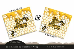 3D Inflated Bee Happy Tumbler Wrap PNG Product Image 3