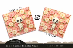 Kawaii 3D Mummy Flower Tumbler Wrap PNG Product Image 3