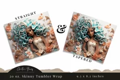 3D African American Mermaid Tumbler Wrap PNG Product Image 3