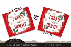 3D Inflated Merry & Bright Tumbler Wrap PNG Product Image 3