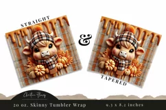 3D Fall Highland Cow Tumbler Wrap PNG | Fall PNG Product Image 3