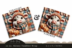 3D Fall Highland Cow Tumbler Wrap PNG | Fall PNG Product Image 3