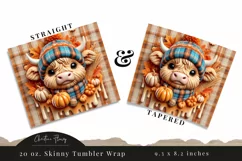 3D Fall Highland Cow Tumbler Wrap PNG | Fall PNG Product Image 3