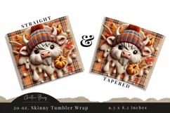3D Fall Highland Cow Tumbler Wrap PNG | Fall PNG Product Image 3