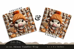 3D Fall Highland Cow Tumbler Wrap PNG | Fall PNG Product Image 3