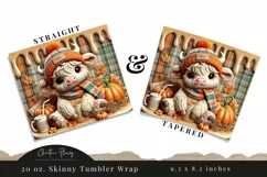 3D Fall Highland Cow Tumbler Wrap PNG | Fall PNG Product Image 3