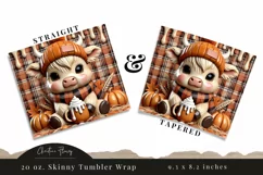 3D Fall Highland Cow Tumbler Wrap PNG | Fall PNG Product Image 3