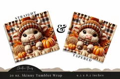 3D Fall Highland Cow Tumbler Wrap PNG | Fall PNG Product Image 3