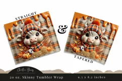 3D Fall Highland Cow Tumbler Wrap PNG | Fall PNG Product Image 3