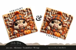 3D Fall Highland Cow Tumbler Wrap PNG | Fall PNG Product Image 3
