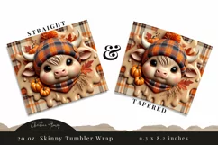 3D Fall Highland Cow Tumbler Wrap PNG | Fall PNG Product Image 3