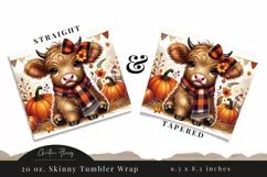 Cute Fall Highland Cow Tumbler Wrap PNG | Fall PNG Product Image 3