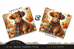 Cute Fall Highland Cow Tumbler Wrap PNG | Fall PNG Product Image 3
