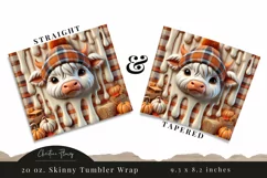3D Fall Highland Cow Tumbler Wrap PNG | Fall PNG Product Image 3