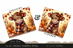 Cute Fall Highland Cow Tumbler Wrap PNG | Fall PNG Product Image 3