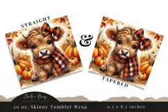 Cute Fall Highland Cow Tumbler Wrap PNG | Fall PNG Product Image 3