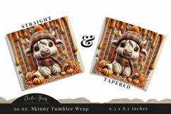 3D Fall Highland Cow Tumbler Wrap PNG | Fall PNG Product Image 3