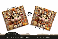 3D Fall Highland Cow Tumbler Wrap PNG | Fall PNG Product Image 3